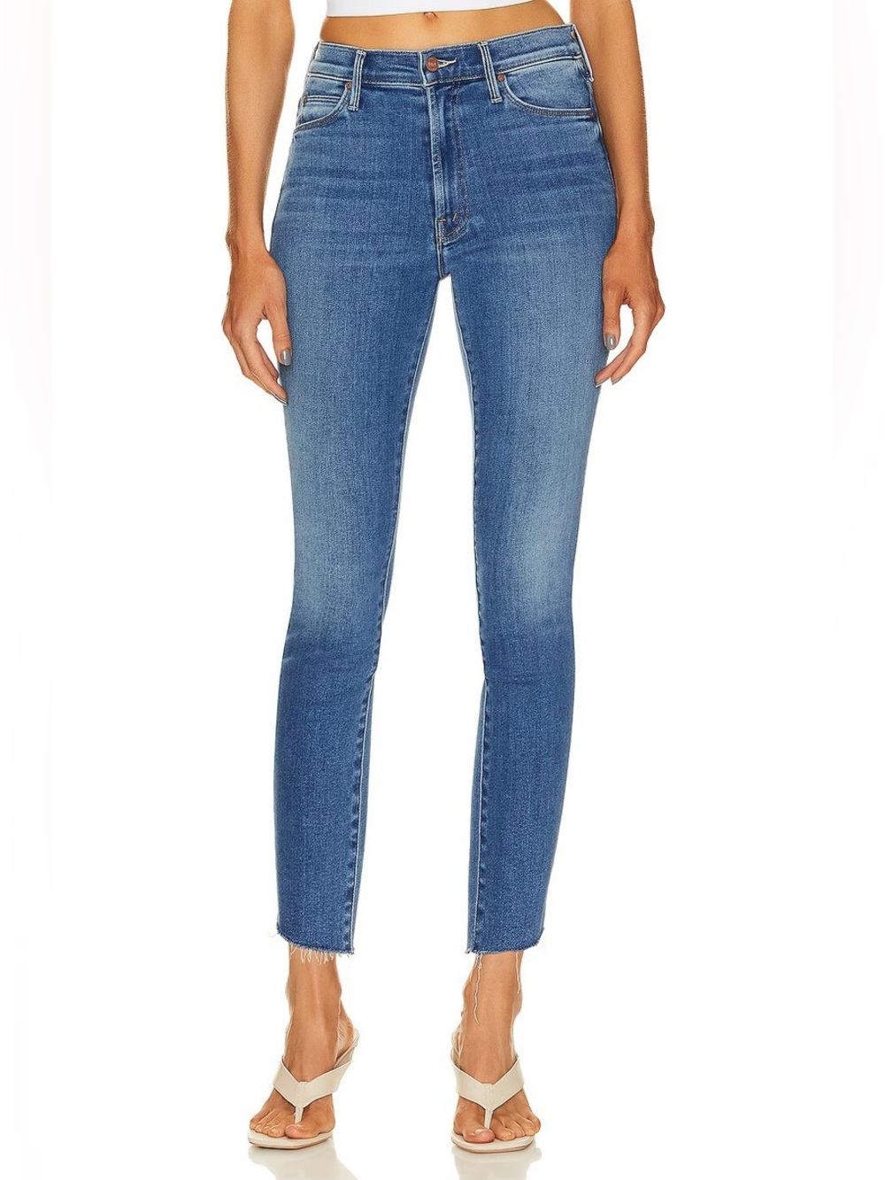 Mother Denim Stunner Zip Ankle Step Fray in Walking On Coals